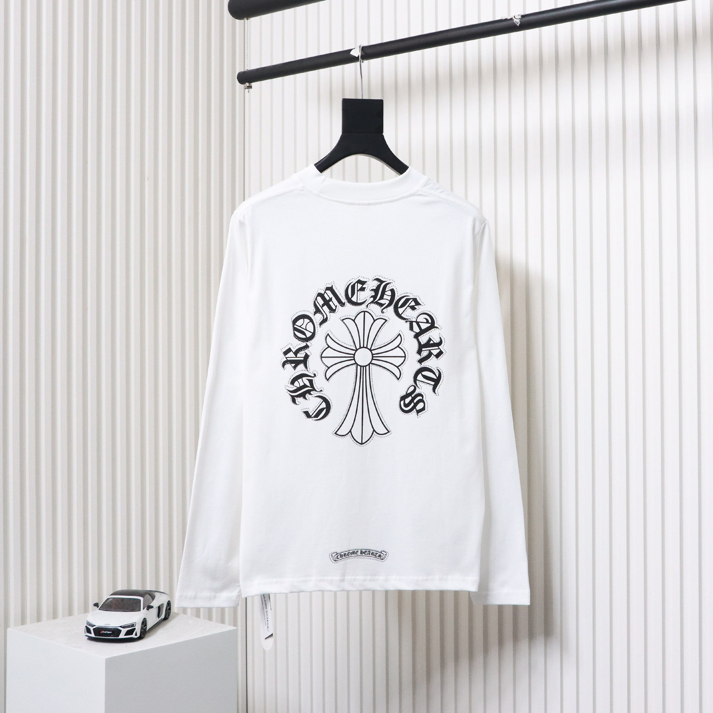 EM Sneakers Chrome Hearts Heavy Industry High Temperature Hot Diamond Long Sleeve 24SS White