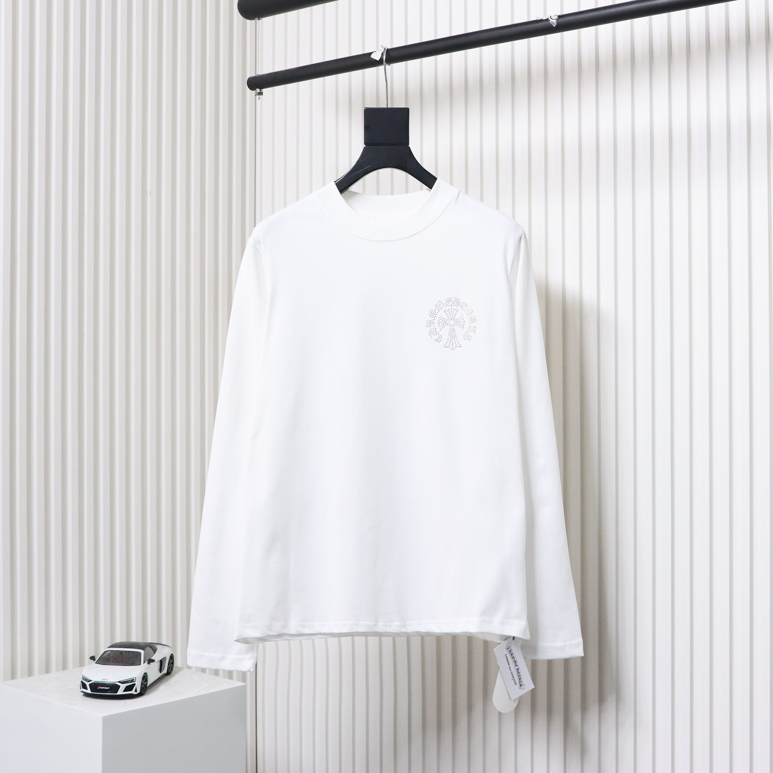 EM Sneakers Chrome Hearts Heavy Industry High Temperature Hot Diamond Long Sleeve 24SS White