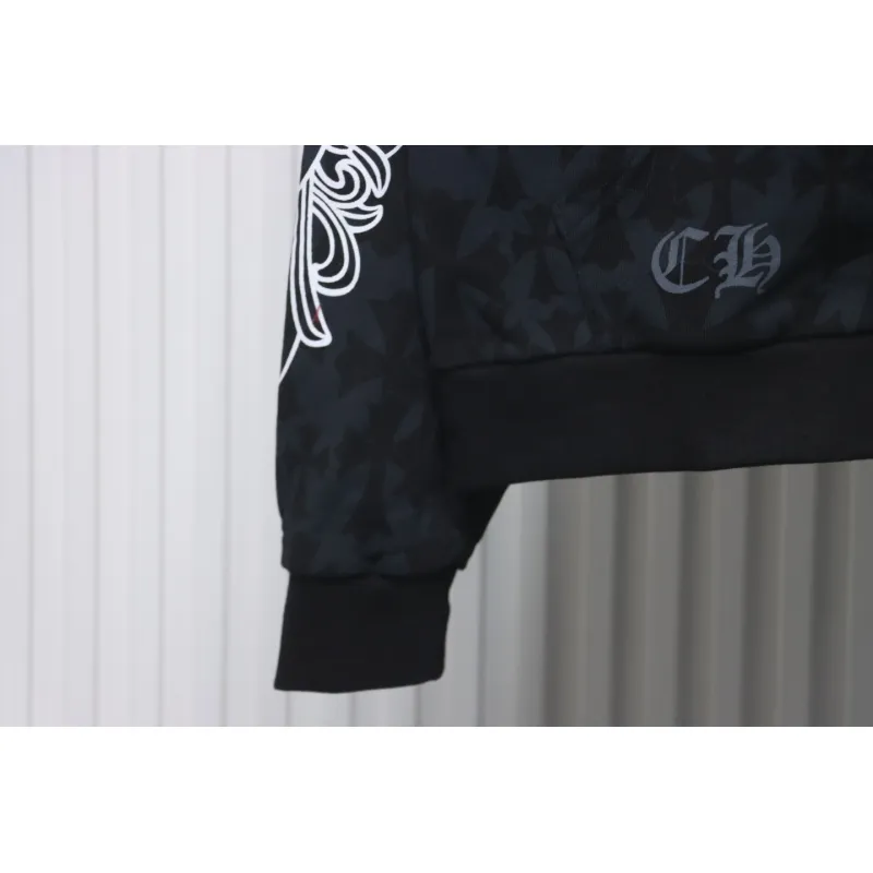 EM Sneakers Chrome Hearts Cross Flower Arm Zipper Hoodie 24SS Black