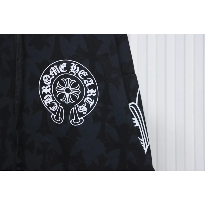 EM Sneakers Chrome Hearts Cross Flower Arm Zipper Hoodie 24SS Black