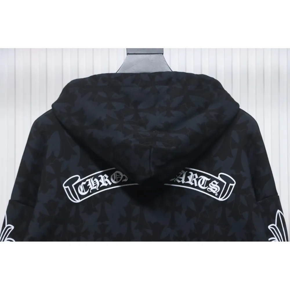 EM Sneakers Chrome Hearts Cross Flower Arm Zipper Hoodie 24SS Black