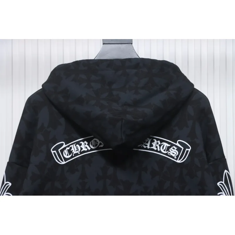 EM Sneakers Chrome Hearts Cross Flower Arm Zipper Hoodie 24SS Black