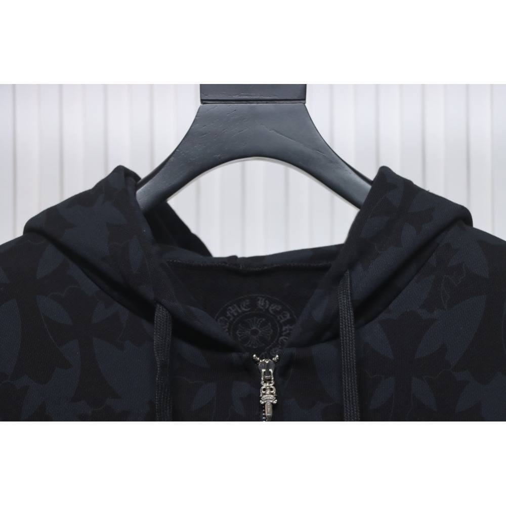 EM Sneakers Chrome Hearts Cross Flower Arm Zipper Hoodie 24SS Black