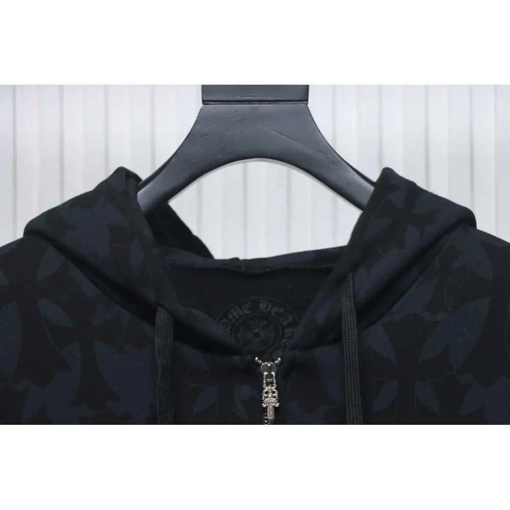 EM Sneakers Chrome Hearts Cross Flower Arm Zipper Hoodie 24SS Black