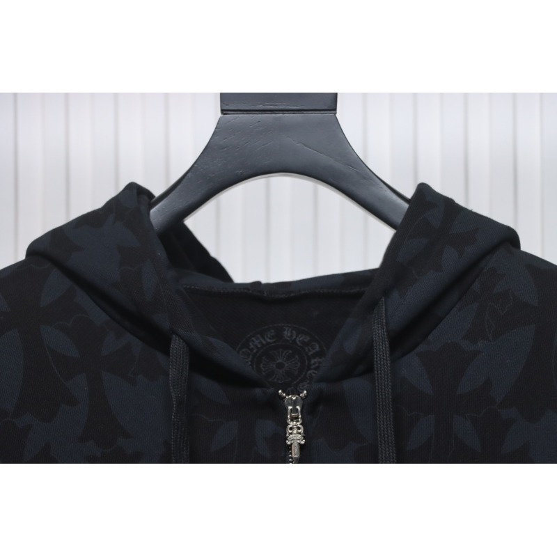 EM Sneakers Chrome Hearts Cross Flower Arm Zipper Hoodie 24SS Black