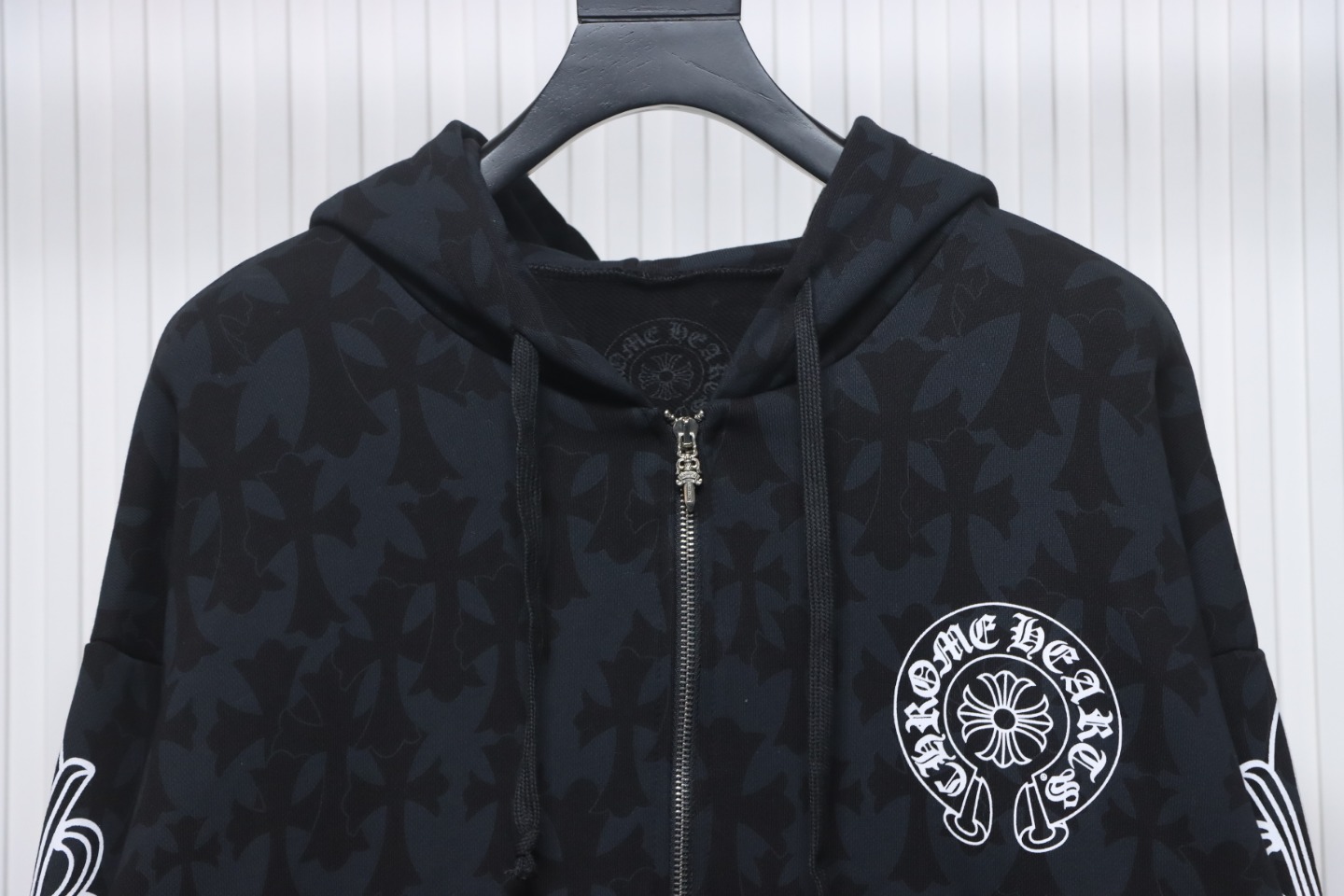 EM Sneakers Chrome Hearts Cross Flower Arm Zipper Hoodie 24SS Black