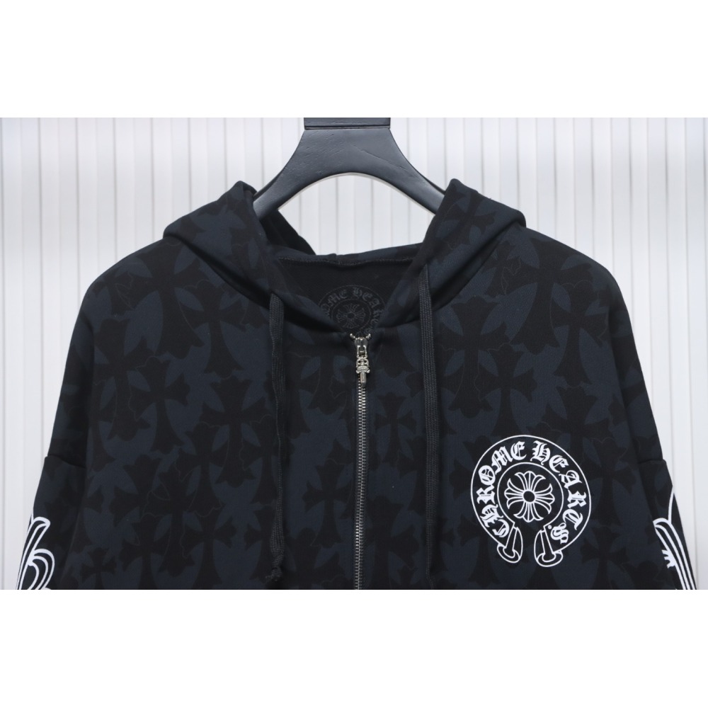 EM Sneakers Chrome Hearts Cross Flower Arm Zipper Hoodie 24SS Black