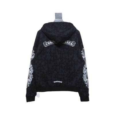 EM Sneakers Chrome Hearts Cross Flower Arm Zipper Hoodie 24SS Black 02