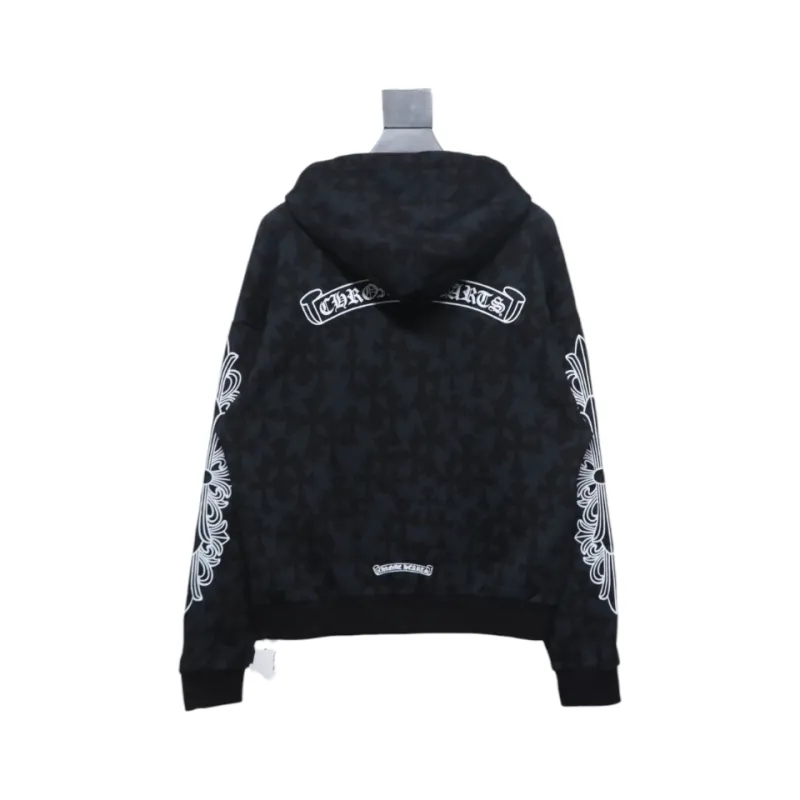 EM Sneakers Chrome Hearts Cross Flower Arm Zipper Hoodie 24SS Black