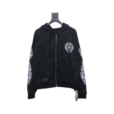 EM Sneakers Chrome Hearts Cross Flower Arm Zipper Hoodie 24SS Black 01