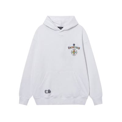 EM Sneakers Chrome Hearts Cross Sanskrit Colorful Letters Embroidery Print Hoodie Black & White 02