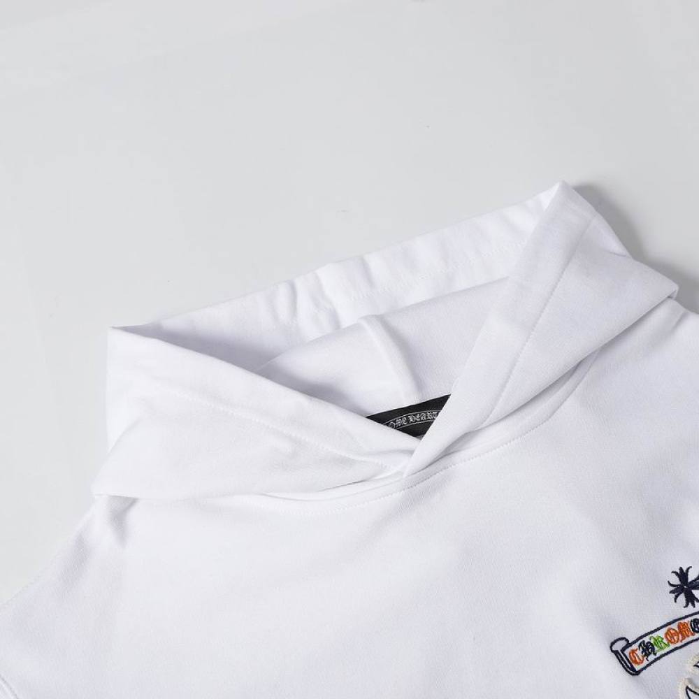 EM Sneakers Chrome Hearts Cross Sanskrit Colorful Letters Embroidery Print Hoodie Black & White
