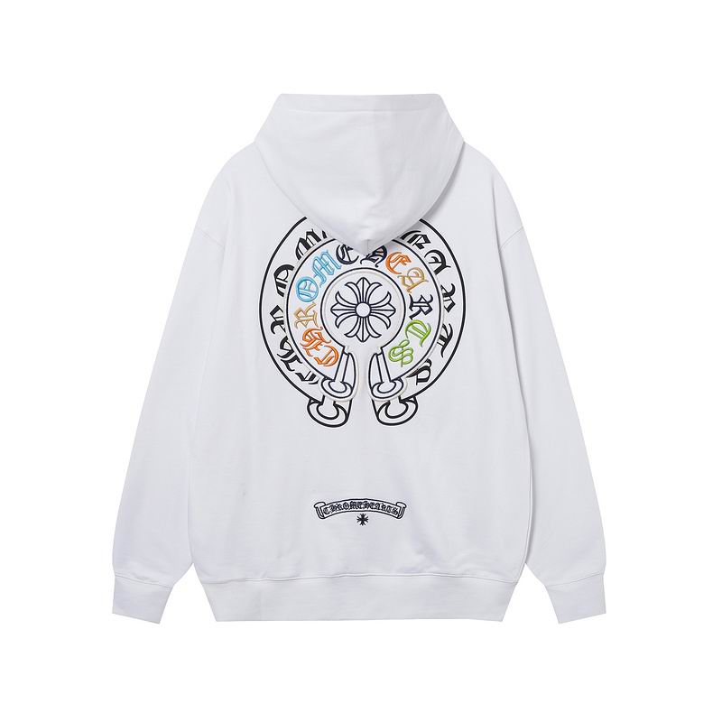 EM Sneakers Chrome Hearts Cross Sanskrit Colorful Letters Embroidery Print Hoodie Black & White