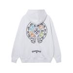 EM Sneakers Chrome Hearts Cross Sanskrit Colorful Letters Embroidery Print Hoodie Black & White