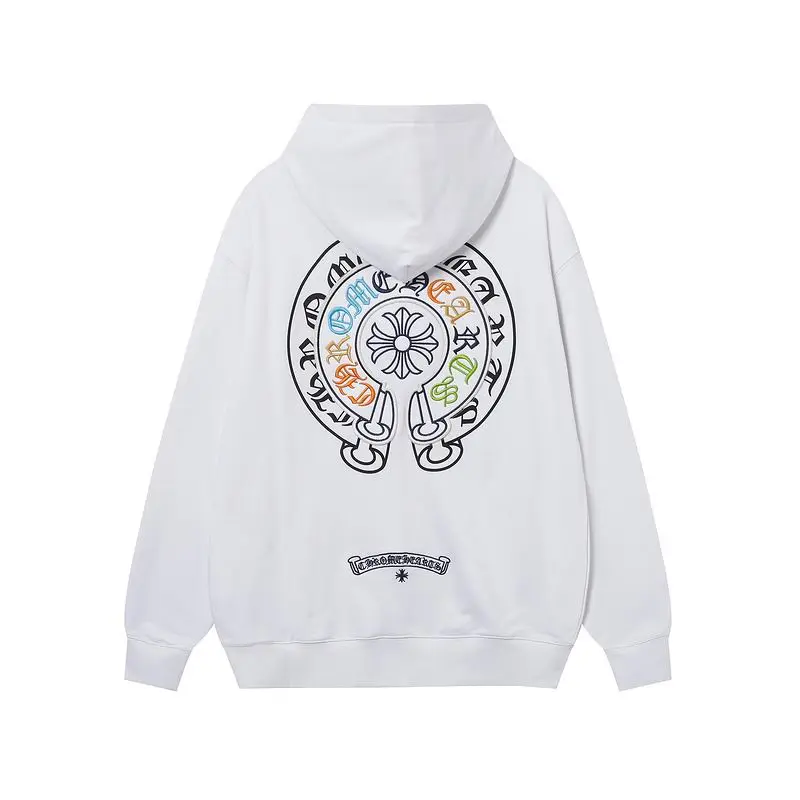 EM Sneakers Chrome Hearts Cross Sanskrit Colorful Letters Embroidery Print Hoodie Black & White