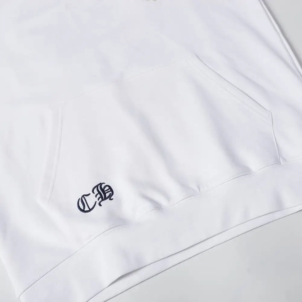 EM Sneakers Chrome Hearts Cross Sanskrit Colorful Letters Embroidery Print Hoodie Black & White