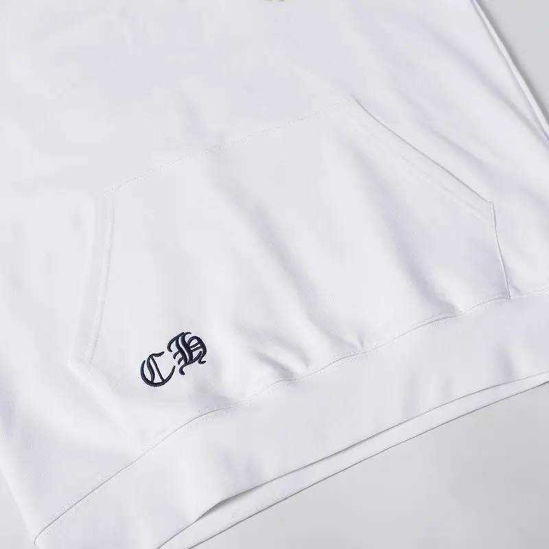 EM Sneakers Chrome Hearts Cross Sanskrit Colorful Letters Embroidery Print Hoodie Black & White
