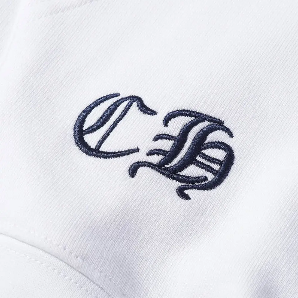 EM Sneakers Chrome Hearts Cross Sanskrit Colorful Letters Embroidery Print Hoodie Black & White