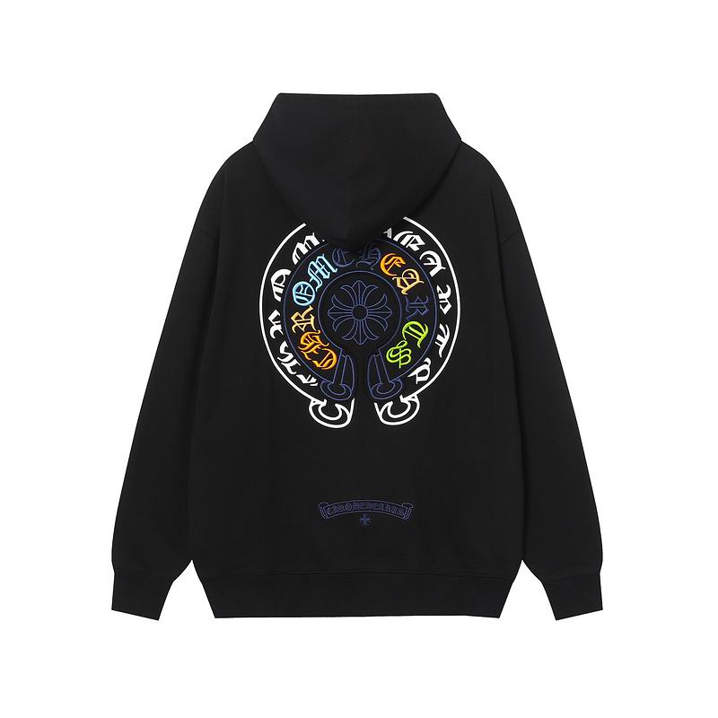 EM Sneakers Chrome Hearts Cross Sanskrit Colorful Letters Embroidery Print Hoodie Black & White