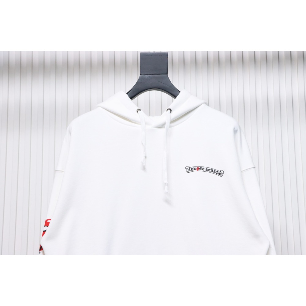 EM Sneakers Chrome Hearts Limited Edition Sanskrit Red Tongue Cross Printed Hoodie White