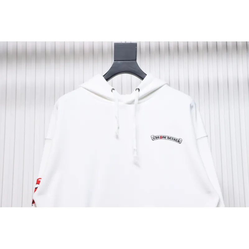 EM Sneakers Chrome Hearts Limited Edition Sanskrit Red Tongue Cross Printed Hoodie White