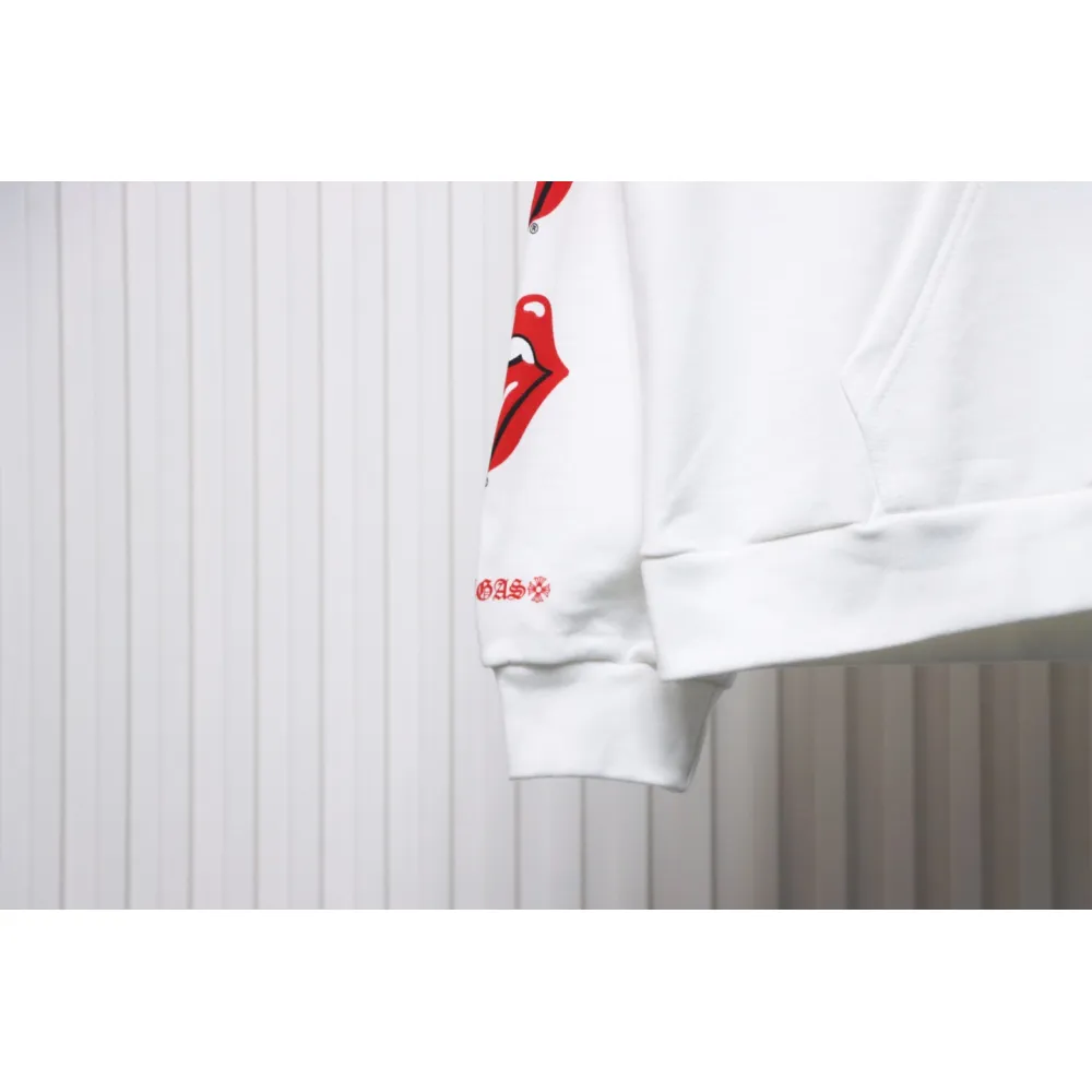 EM Sneakers Chrome Hearts Limited Edition Sanskrit Red Tongue Cross Printed Hoodie White