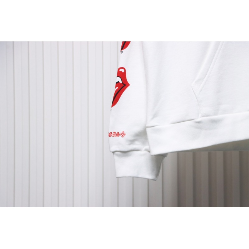 EM Sneakers Chrome Hearts Limited Edition Sanskrit Red Tongue Cross Printed Hoodie White