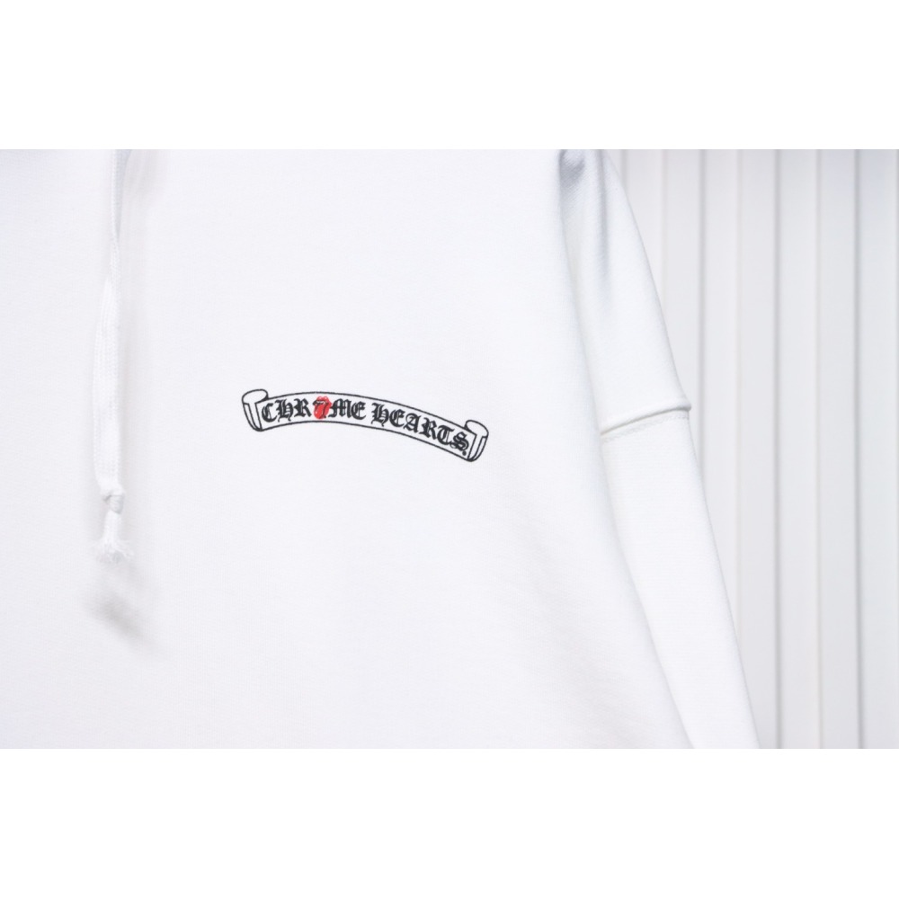 EM Sneakers Chrome Hearts Limited Edition Sanskrit Red Tongue Cross Printed Hoodie White
