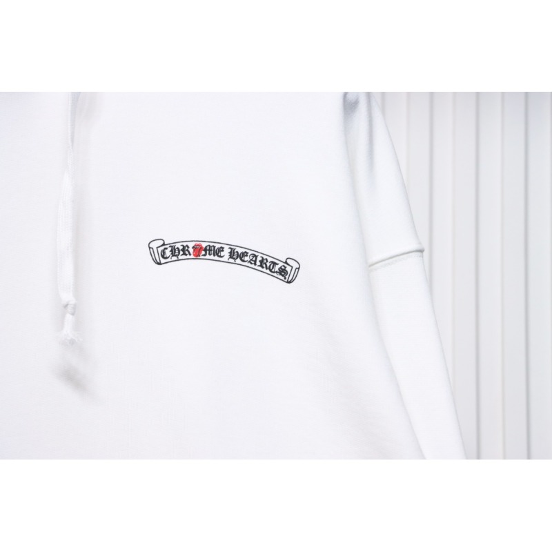 EM Sneakers Chrome Hearts Limited Edition Sanskrit Red Tongue Cross Printed Hoodie White