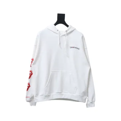 EM Sneakers Chrome Hearts Limited Edition Sanskrit Red Tongue Cross Printed Hoodie White 01