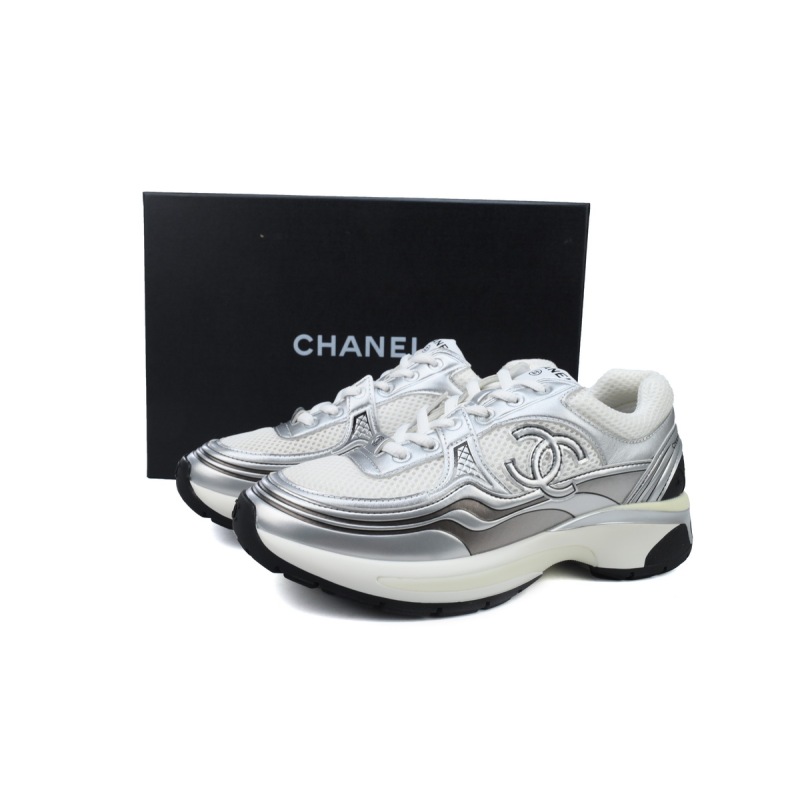 EM Sneakers Chanel Low Top Trainer Silver Black