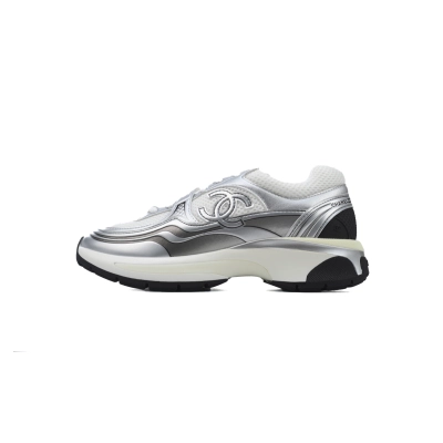 EM Sneakers Chanel Low Top Trainer Silver Black 01