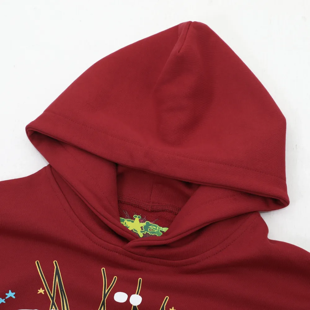 EM Sneakers Sp5der Logo Hoodie Maroon