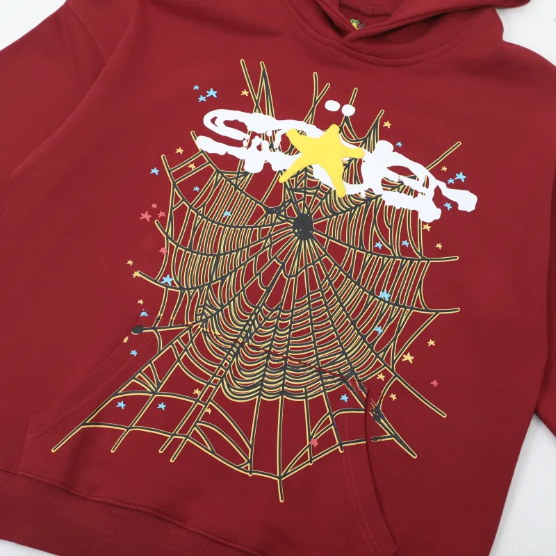 EM Sneakers Sp5der Logo Hoodie Maroon