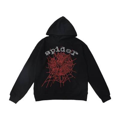 EM Sneakers Sp5der OG Rhinestone Logo Hoodie Black 01