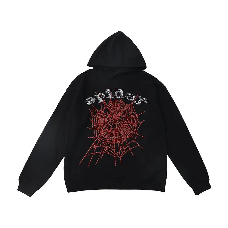 EM Sneakers Sp5der OG Rhinestone Logo Hoodie Black