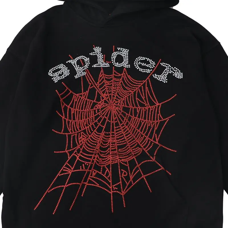 EM Sneakers Sp5der OG Rhinestone Logo Hoodie Black