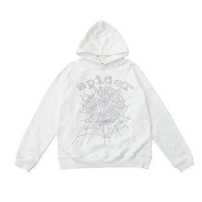 EM Sneakers Sp5der OG Rhinestone Logo Hoodie White 01