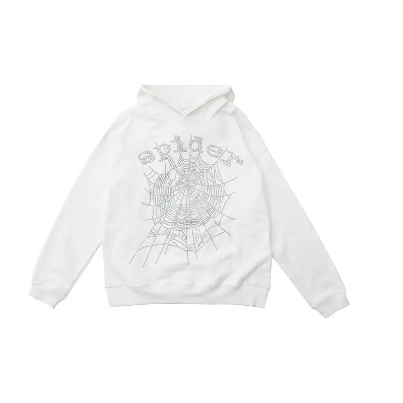 EM Sneakers Sp5der OG Rhinestone Logo Hoodie White