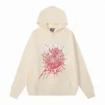 EM Sneakers Sp5der White Letters Red Cobweb Beige Hoodie
