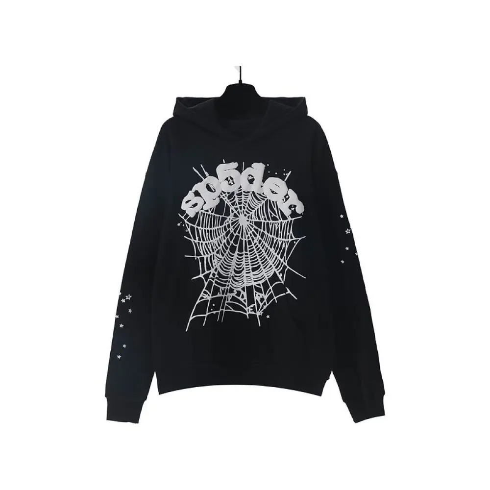 EM Sneakers Sp5der Worldwide Black OG Web Hoodie