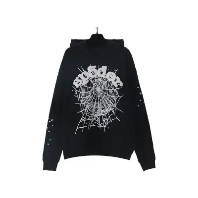 EM Sneakers Sp5der Worldwide Black OG Web Hoodie 01