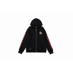 EM Sneakers Chrome Hearts Black Red Cross Logo PrintedZipped Cotton Hoodie