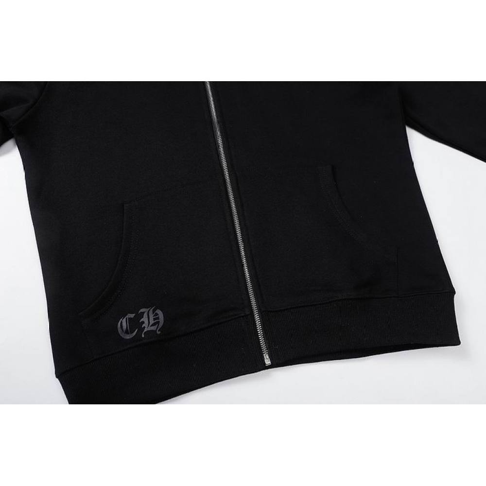 EM Sneakers Chrome Hearts Black Red Cross Logo PrintedZipped Cotton Hoodie
