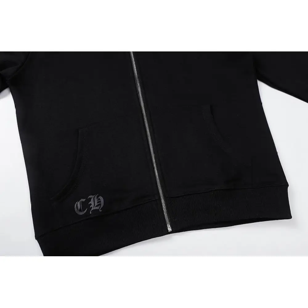 EM Sneakers Chrome Hearts Black Red Cross Logo PrintedZipped Cotton Hoodie