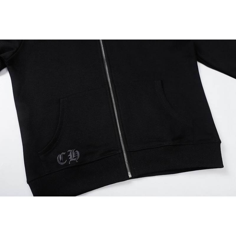 EM Sneakers Chrome Hearts Black Red Cross Logo PrintedZipped Cotton Hoodie