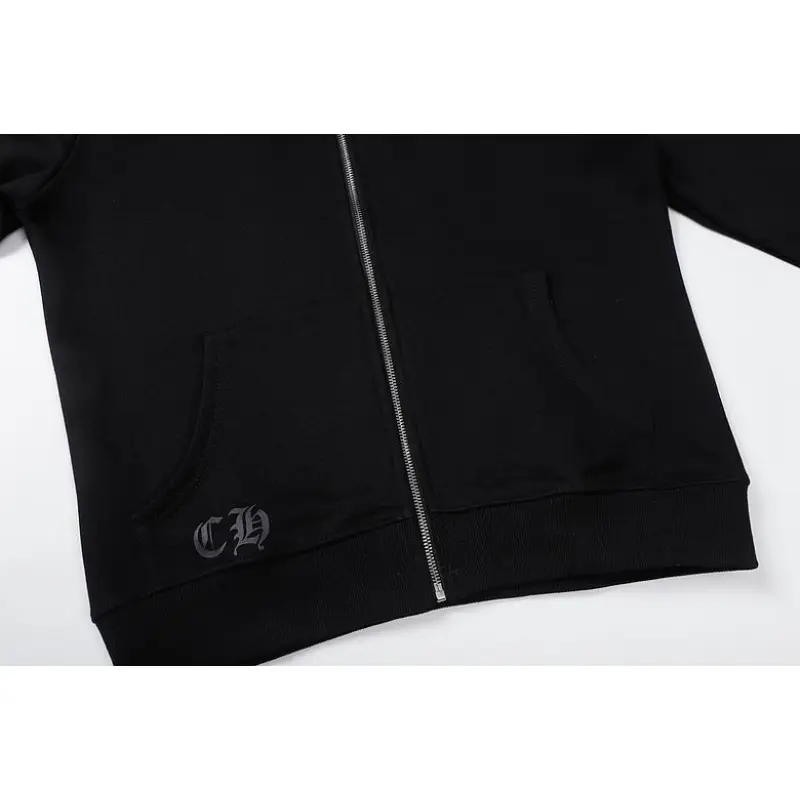 EM Sneakers Chrome Hearts Black Red Cross Logo PrintedZipped Cotton Hoodie