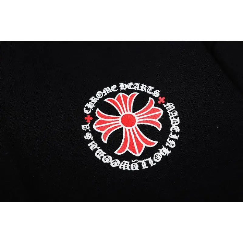 EM Sneakers Chrome Hearts Black Red Cross Logo PrintedZipped Cotton Hoodie