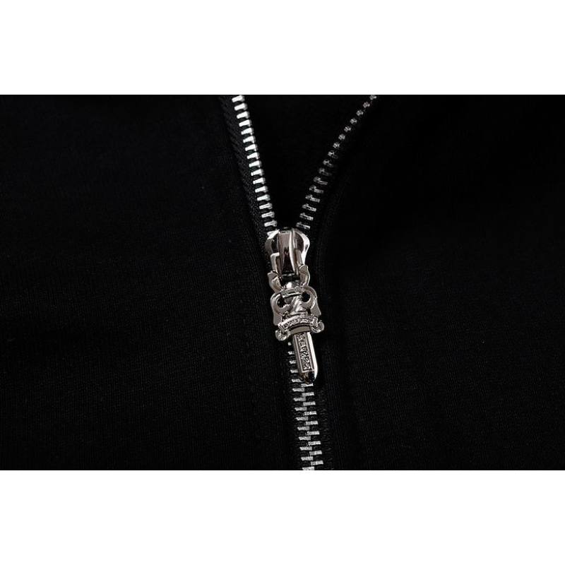 EM Sneakers Chrome Hearts Black Red Cross Logo PrintedZipped Cotton Hoodie