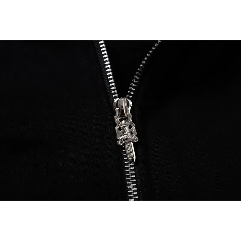 EM Sneakers Chrome Hearts Black Red Cross Logo PrintedZipped Cotton Hoodie